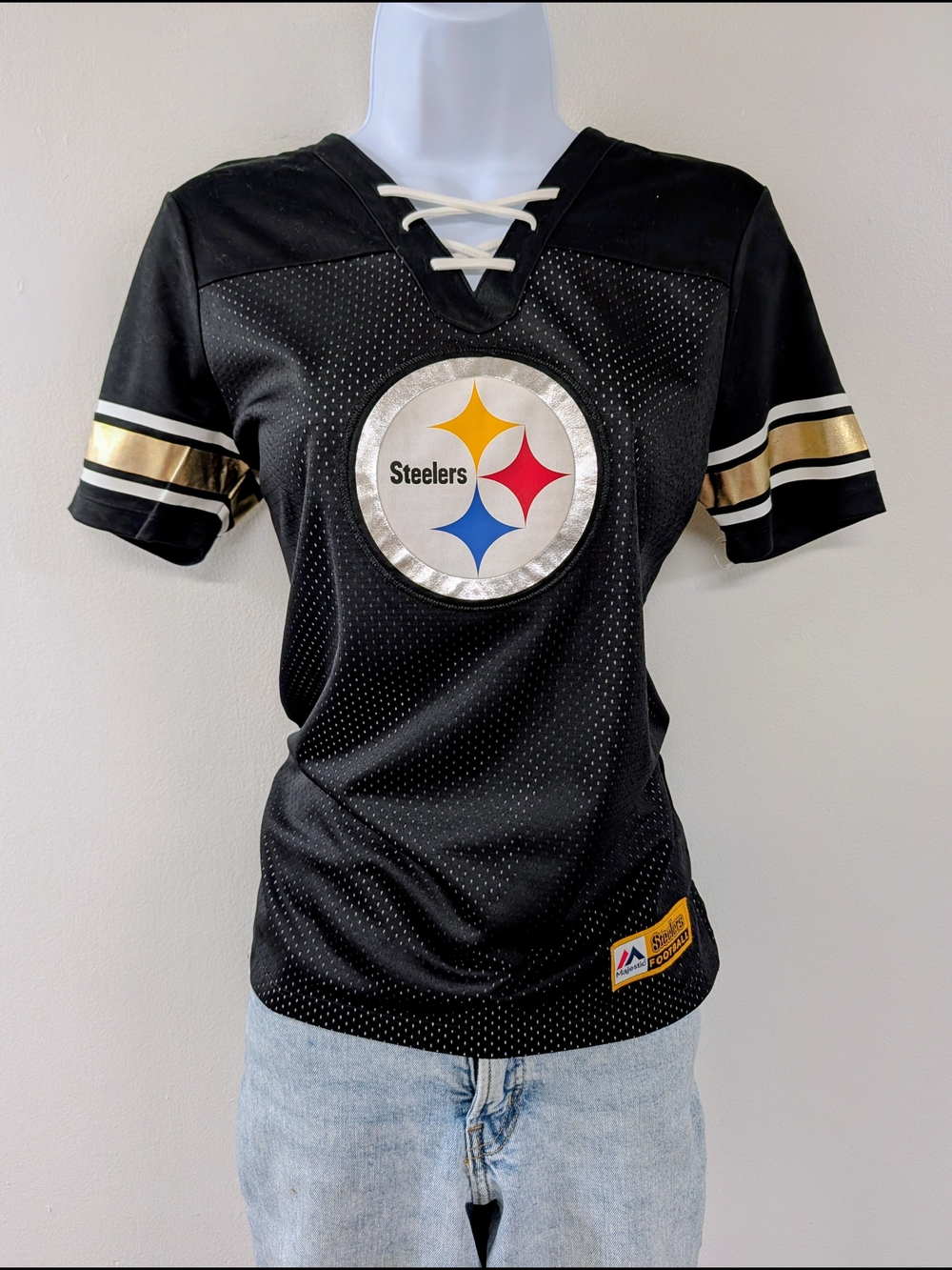 Majestic Black Jersey with Gold Football Patch